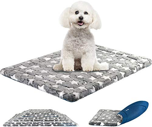 KROSER Hundebett Kleine Hunde Waschbar, Hundebett Wasserdicht Wendbare Hundematte Kühl und Warm, Weiches Hundekissen für Kleine Hunde und Katzen bis zu 11Kg Grau, 61x46 cm