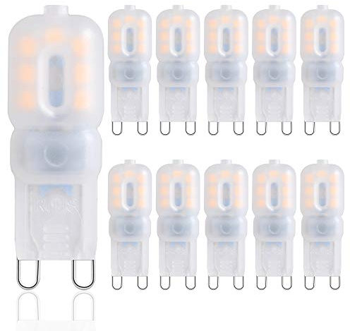 TIAFELNGLY G9 LED Leuchtmittel, Warmweiß G9 2.5W-3W Ersatz fr 25W-35W Halogenlampe 360 Grad Winkel AC220V LED Birne Glühbirne [10-er Pack]