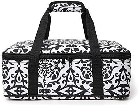 Insulated Casserole Carrier Fit 9x13 Lasagna Baking Dish Pan for Hot or Cold Food Transport,Portable Reusable Lunch Warmer Tote Bag for Gathering,Camping/Office,Cookouts,Potluck Parties-Black
