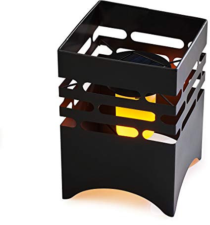 AMARE Gartenfeuer eckig 9000-1004-102, Außenbeleuchtung 15,5 x 15,5 x 23,5 cm mit Warmweißen Flammeneffekt [Energieklasse A++]