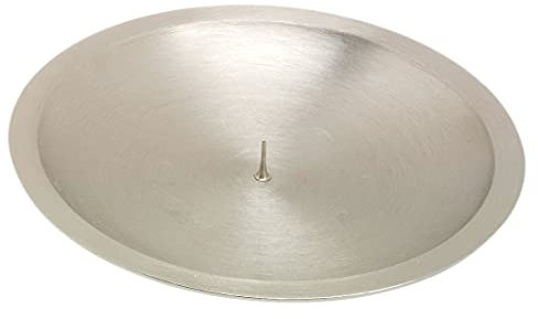 NKlaus Kerzenteller mit Dorn Ø16cm Messing Silber matt Kerzenuntersetzer Kerzenständer 10629