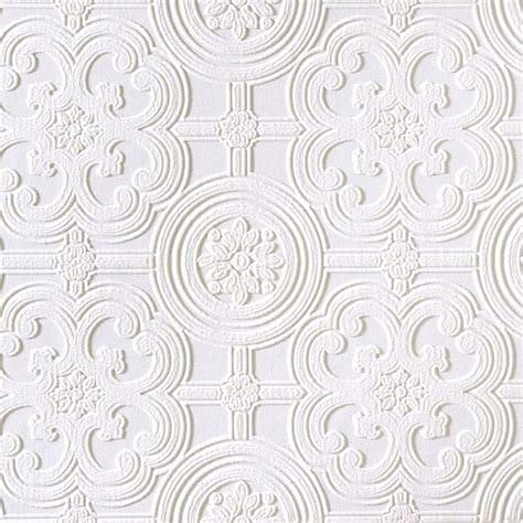 Anaglypta Textured Wallpaper - 3D Surfaces Embossing, Floral Pattern, Vintage Ornaments, Paintable, Baroque Style, White