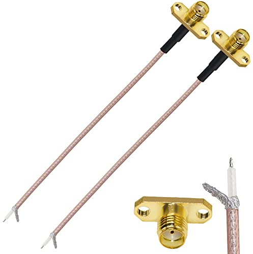 TUOLNK SMA-Flansch an PCB-Lötkabel Pigtail-Kabel SMA-Buchse 2-Loch-Panel-Montage an PCB-Schweißen Wifi-Antennenverlängerungskabel RG316 6 Zoll (15 cm) Löten Koaxial-Koaxialkabel 2er Pack