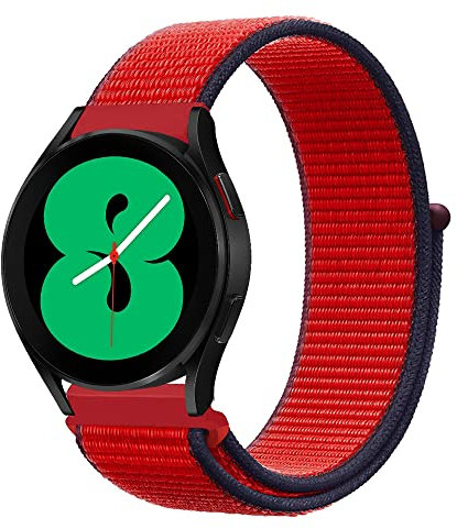 Niboow 20mm Armband für Samsung Galaxy Watch Watch 7/6/5/4 (40mm 44mm)/Watch FE/Watch 6 Classic (43mm 47mm)/Watch 5 Pro 45mm, Nylon Ersatzarmband Armbänder für Galaxy Watch Active 2 - Rot