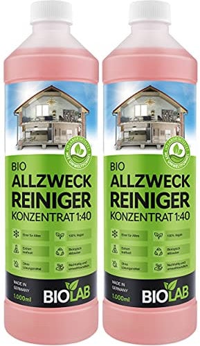BIOLAB Bio Allzweckreiniger Konzentrat (2 x 1 Liter) Universalreiniger Haushalt, Multi Clean Reinigungsmittel, Allesreiniger, Universal Putzmittel Reiniger