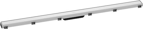 hansgrohe Fertigset Duschrinne RainDrain Match, Abflussrinne 1200mm, Bodenablauf Dusche mit höhenverstellbarem Rahmen, Mattweiß