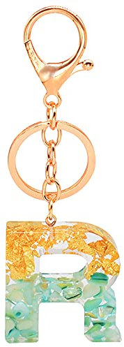 TianWlio Schlüsselanhänger, Anhänger, durchscheinend, kreativer Farbbuchstabe, personalisierter Schlüsselanhänger, Harz-Schlüsselanhänger Kinder Schlüsselanhänger (R, One Size)