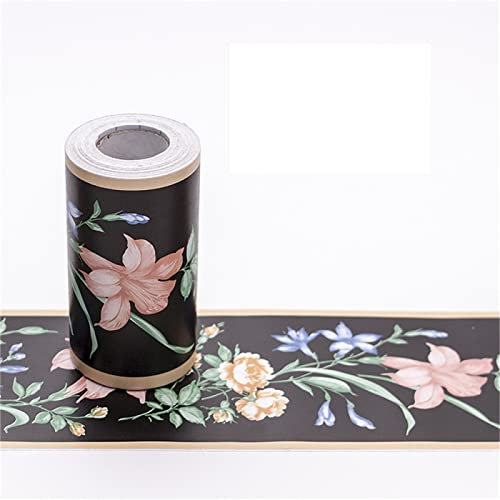 Guest Ruyunlai Tapetenbordüre Selbstklebend Morgenruhm auf schwarz 10cm X 1000cm für Badezimmer Wohnzimmer Küche Verdicken PVC Dekorative Bordüre Abnehmbare Wasserdicht Taille rahmen Wandtattoo