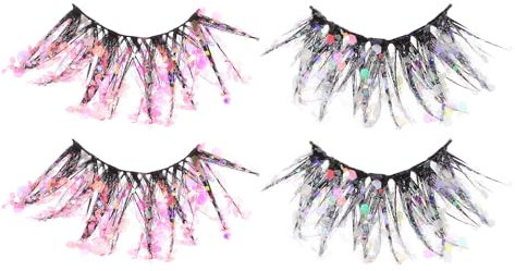 2 Paar Gefälschte Wimpern Lashes Girls Glitzer Wimpern 3D- Effekt Faux Wimpern Fluoreszenz Faux Wimpern Mädchen Wimpern Erweiterungen für Festival Cosplay