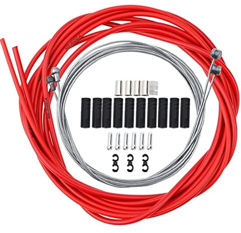 Winlauyet Universal Bike Inner Brake Cable Housing Kit Bike Shift Cable Housing Kit Bicycle Brake Cable Replacement for Mountain Bike and MTB Road Bike (Red)