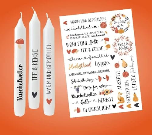 DIN A4 HERBST bunt Tattoofolie - Hygge - für Kerzen/Keramik