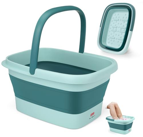 DEANIC Hidromasaje Para Pies Plegable, Masajeador de Pies con Agua, Pedicura Spa con Asa de Transporte, Spa para Pies Set de Masaje 8+54 (Azul)