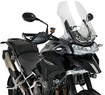 Puig 21336W Touring Windscreen for advanced aerodynamic protection on adventure trail motorcycles, Transparent
