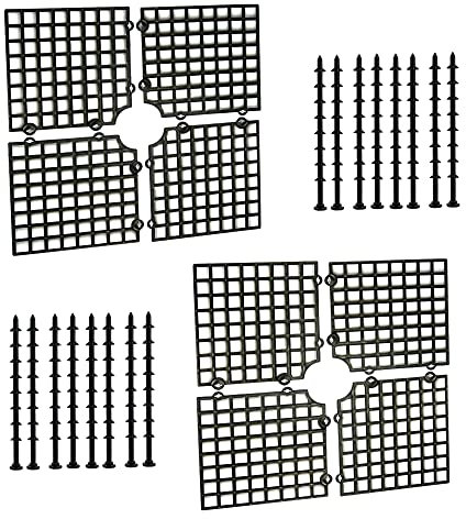 duozoanz Rejillas Maceta Flores Protector Cubierta - Cortable Tapón con Clavijas y Corte Central para Interior y Exterior Proteger a Niños Mascotas, 30x30cm, 2 Piezas, Negro