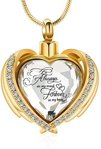 Minicremation-Anhänger für Asche, Schmuck für Asche – Kristall-Herz-Urnen-Halskette mit Mini-Andenken-Urnen-Gedenk-Asche-Schmuck