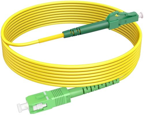RamboCables 15m SC/APC auf LC/APC, LWL Simplex Patchkabel 9/125µm, Singlemode Glasfaserkabel für FTTH (Fiber to The Home)