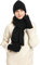 CAMLAKEE Damen Mütze Schal Handschuhe Set Frauen Winter Beanie Wintermütze DamenSchal Handschuh für Teenager Mädchen Schwarz