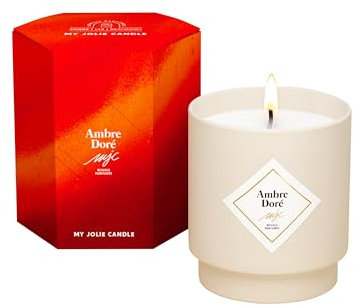 MY JOLIE CANDLE Duftkerze mit Bernstein, Geschenk für Damen, Mama, Jugendliche, 100 % natürliches Wachs, pflanzlich, französischer Duft, Baumwolldocht, Brenndauer 45 Stunden