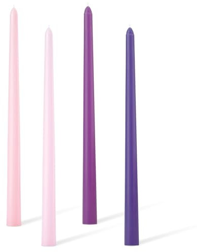 11.81'' 4pcs Taper Candles Sticks, Long Tall Thin Candles Unscented Smokeless Gradient Color Tapered Candlesticks for Table Home Dinner Wedding Festival (Purple Series)