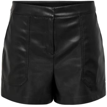 ONLY Female Kunstledershorts ONLTRICIA Mittlere Taille Baggy Fit Shorts | Synthetic leather shorts