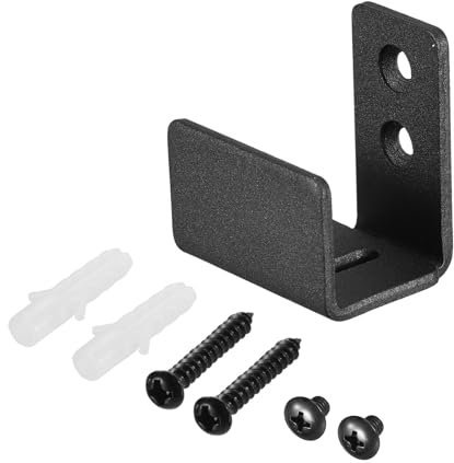 sourcing map Barn Door Floor Guide, 1Pcs - Carbon Steel Sliding Barn Door Hardware, Flexible Adjustable U Bracket Flush Design Bottom Flat Swing Stopper (Black)