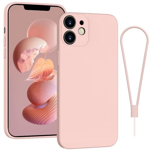 Andwing For iPhone 12 Case Silicone Case Soft Ultra Phone Case Slim Protective Shockproof Cover Scratch-Resistant Microfiber Lining, 6.1 Pink