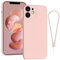 Andwing For iPhone 12 Case Silicone Case Soft Ultra Phone Case Slim Protective Shockproof Cover Scratch-Resistant Microfiber Lining, 6.1 Pink