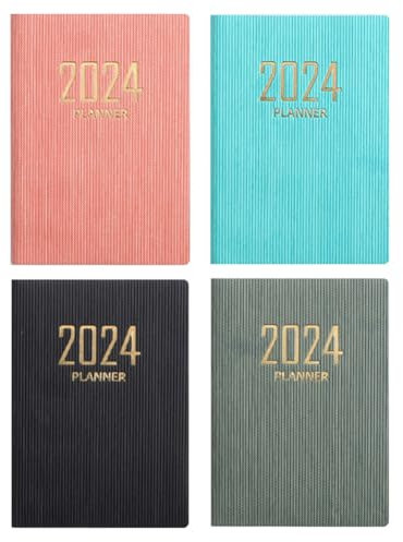Terminbuch und Planer, 4-teilig, 2024: 2024 - Dezember 2024, Stundenplaner 2024, Premium-Papier