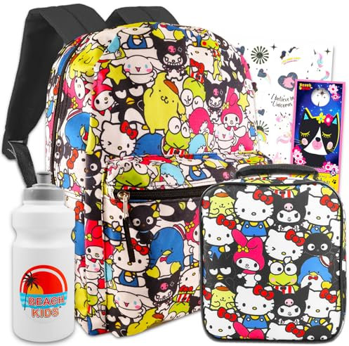 Hello Kitty Rucksack mit Lunchbox f r Set - B ndel mit 40,6 cm Hello Kitty Rucksack, Hello Kitty Lunchtasche, Wasserflasche, Tattoos, mehr | Hello Kitty Schulrucksack f r M dchen