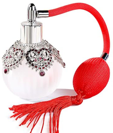 Joyeee Perfume Bottle Spray Glass, 1 Pack 50ml Glass Empty Refillable Perfume Bottle, Vintage Refillable Perfume Empty Glass Bottle Atomizer Diffuser, Golden