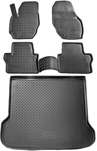RECAMBO Gummimatten & Kofferraumwanne Set passend für Volvo V70 III | XC70 II | 2007-2016 - 100% passgenaue Auto Fußmatten und Kofferraummatte aus hochwertigen rutschfesten TPE - Schwarz