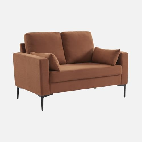 Sofa mit terrakotta Cordbezug - Bjorn - Fixes 2-Sitzer-Sofa, gerade, Metallfüße