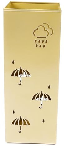 Jenngaoo Porte-parapluie, porte-parapluie carré polyvalent en métal, design creux élégant, seau de parapluie de nuages de bon augure pour la maison, la salle de classe, l'hôtel (Or)