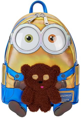 Loungefly Minions Bob Iridescent Mini Rucksack, Ich - Einfach Unverbesserlich, Bananencreme, Braun, Hellblau, Standard