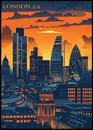 Dekomundo London 24 Plakat Poster, 50x70 cm zum Einrahmen moderne Wanddekoration für Wohnzimmer, Schlafzimmer und Büro