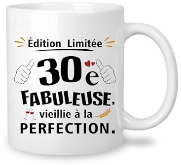 Yufansd Tasse en Céramique Ronde de 350 ml pour Homme/Femme Cadeau d'Anniversaire de 30 Ans