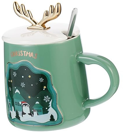 SHOWERORO Weihnachtsbecher-set Keramikbecher Mit Deckel Cartoon-kaffeetasse Für Party Und Festive Dekoration