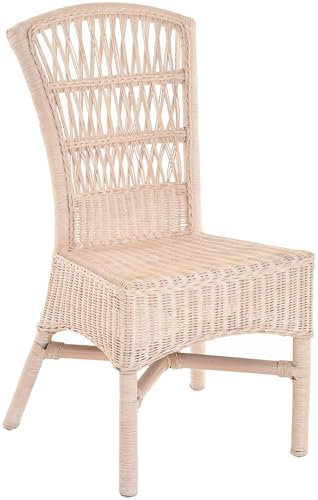 Krines Home Rattanstuhl Korb Küchenstuhl Esszimmer Stuhl Korbstuhl Natur Rattan Esszimmerstuhl hohe Rückenlehne