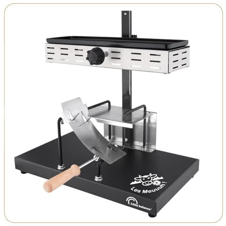 LITTLE BALANCE 8752 Savoyarde 1/2 meule Meuuuh…!, Raclette traditionnelle demi meule, 8 personnes, Rampe chauffante réglable, Grill, Sans PFAS, Antiadhésif, 850 W, Inox/Noir
