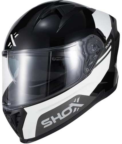 Shox Rapid Turbo Motorcycle Helmet M Gloss White Grey Black