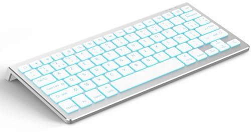 CACOE Clavier Bluetooth pour MacOS, iPadOS et iOS, Éclairage 7 Couleurs, Bluetooth 3 Canaux, pour iPad 10e Génération/iPad Air/Pro/Mac Mini, AZERTY Clavier Mac, Argent