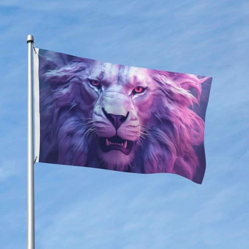 Drapeaux de jardin de 7,6 x 1,52 m pour l'extérieur – Drapeau double face à tête de lion cool pour chambre à coucher, intérieur – Drapeaux légers de cour et de bateau pour décorations extérieures avec