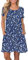AUSELILY Women's Summer Dresses Casual T-Shirt Short Sleeve Dress Loose Swing Short Dress with Pockets, Blue Print Flowers M