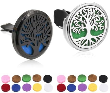 Katyjun 2 Stück Duftstecker Auto, Auto Diffuser für Ätherische Öle mit 20 Stück Zufällige Farbe Filzpad