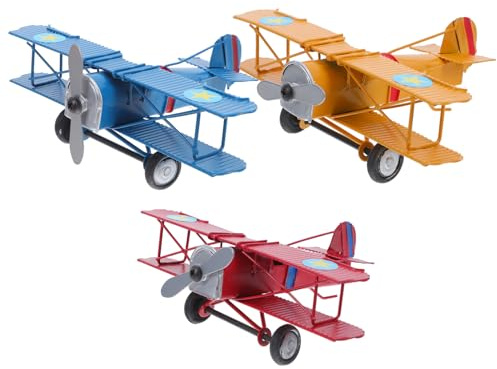 Amosfun 3piezas Adornos De De Cazas Figuras De Avión De Metal Retro Decoración De Avión para Hogar De Vintage Miniatura para TV o Escritorio