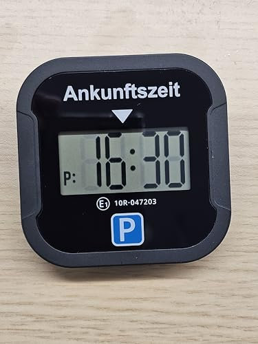 TEOV Disco di parcheggio elettronico con omologazione KBA per auto - Parcheggio digitale con modalità notte e regolazione della clock, grande schermo, misurazione precisa del tempo - posto. nero.