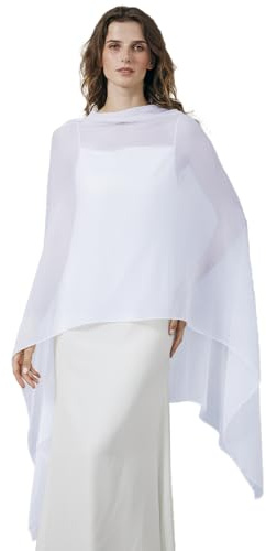 BEAUTELICATE Damen Sheer Stola Elegant Crepe Schal Wrap Poncho Cape Leicht Shrug Tuch für Braut Abendkleid Hochzeit Brautkleid