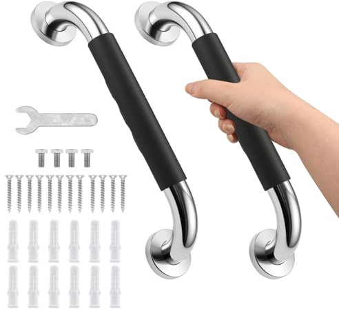2er-Pack Haltegriffstange Anti-Rutsch Badezimmer-Duschhaltegriffe für Senioren ältere Menschen Wand 30cm Edelstahl Sicherheits-HandicapHandlauf Bad Badewanne Toilettenstange