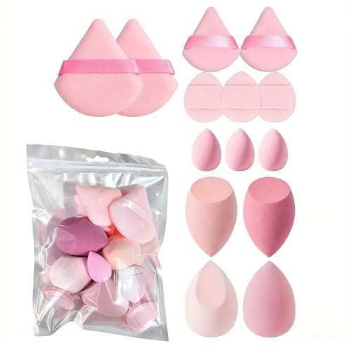 VYNZOR 14-teiliges Allzweck-Make-up-Schwamm-Set, enthält 4 Puderquasten, 3 Mini-Luftkissen-Puffs, 4 BeautyBlenders und 3 Mini-Beauty-Mixer (Rosa)