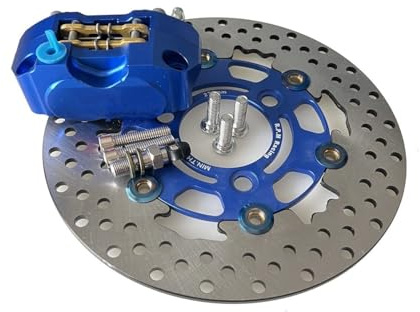 Disco freno universale Per Aerox Nitro BWS JOG Ebike Freno da 220 mm Rotore a disco 70 Set pinza a 3 fori RPM Pinza freno a 4 pistoncini Montaggio radiale(Blue)